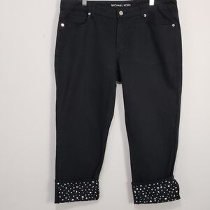 MICHAEL KORS Sexy Boyfriend Black Studded Cropped Cotton Jeans Like New Size 12